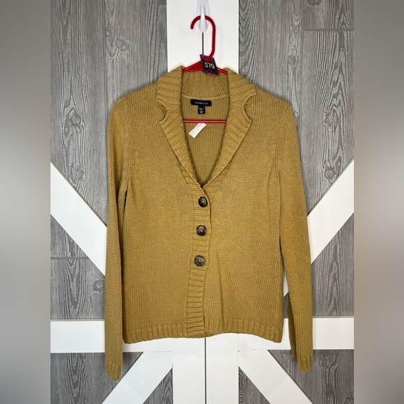 B11.13 Lands End Camel Beige Chunky Knit Cotton Button Front Cardigan XS/2-4 - Picture 3 of 4